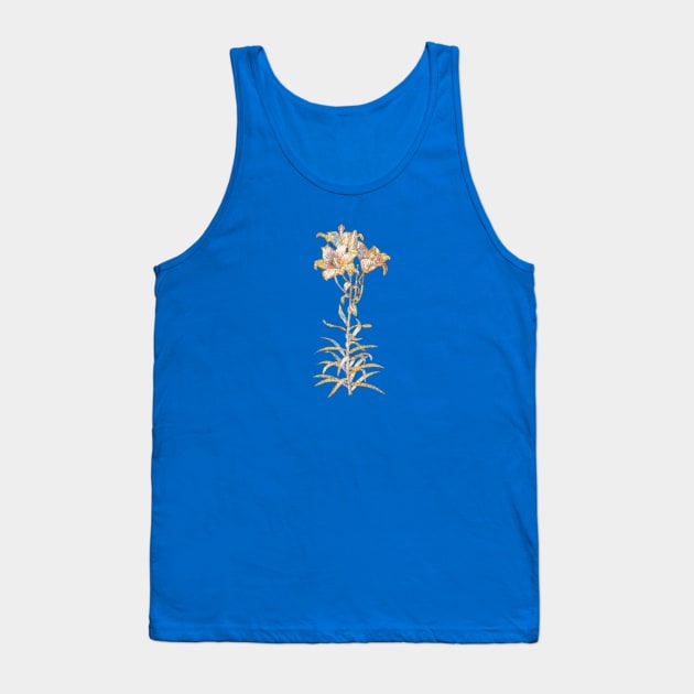 Gold Prism Mosaic Fire Lily Botanical Illustration Tank Top by Holy Rock Design